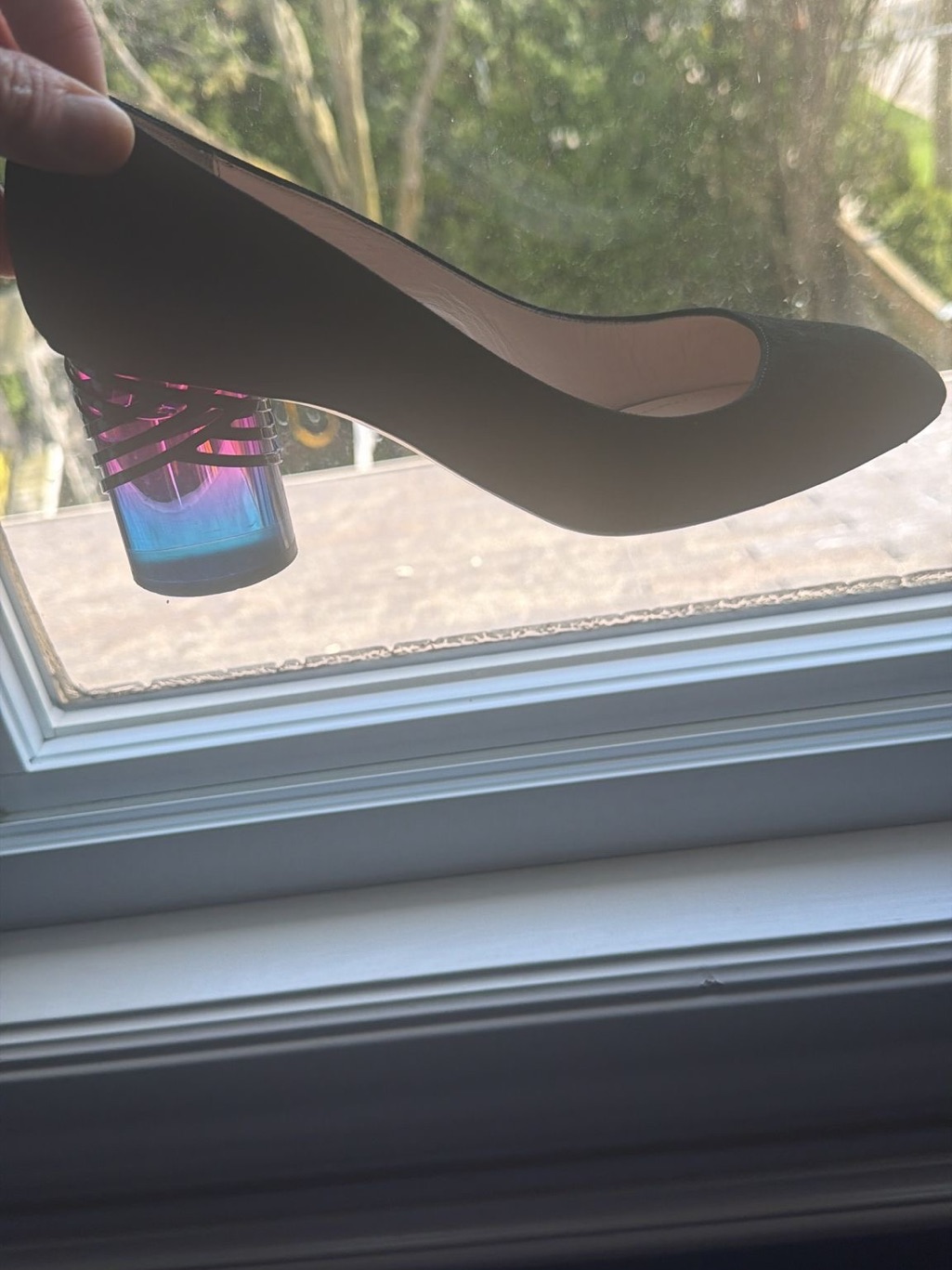 Nicholas Kirkwood Black Pump With Iridescent Blue-Purple Block Heel